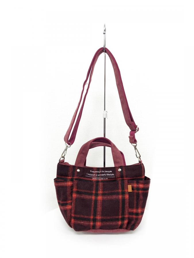 DT☆Intrend「ZIBELLO」チェック柄ケープ チェック柄×帆布 ポリエステル 手提げバッグ 2WAY 全4カラー